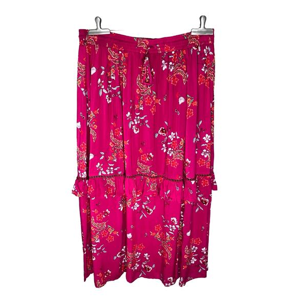 TORRID Pink Womens Skirt Size 2 2X 18-20 Floral Boho‎ Spring Ruffle Maxi Skirt - Picture 1 of 10